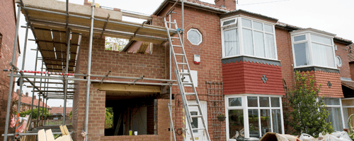 Home undergoing light demolition work