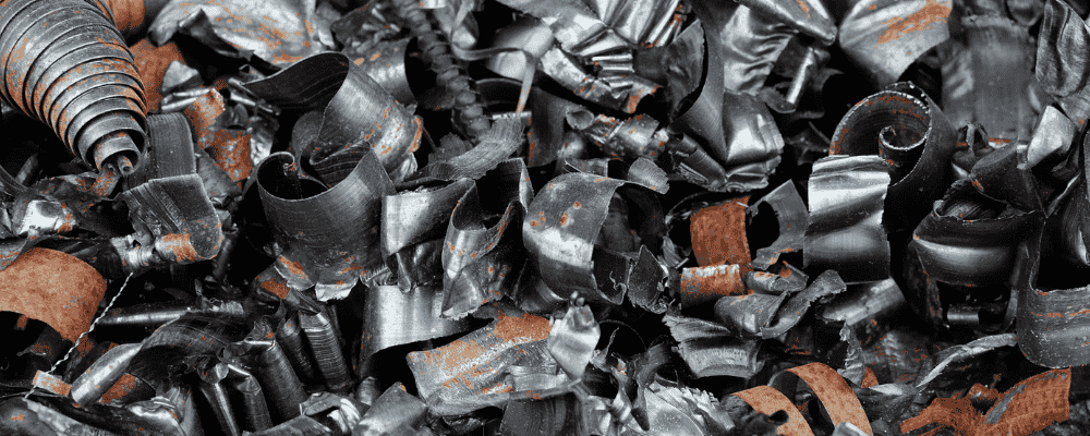 Scrap metal in piles