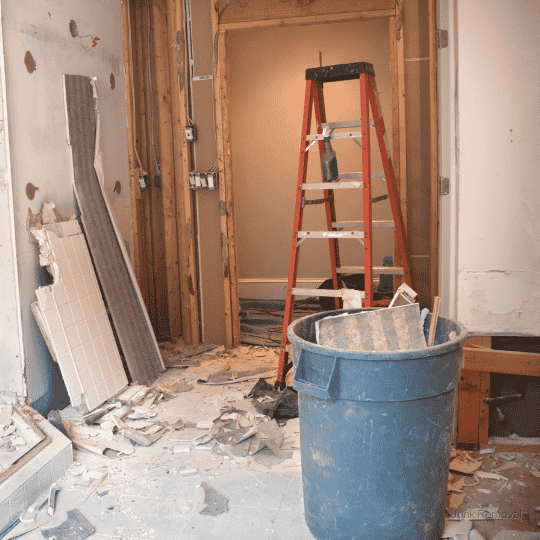 Debris strewn about on a construction site